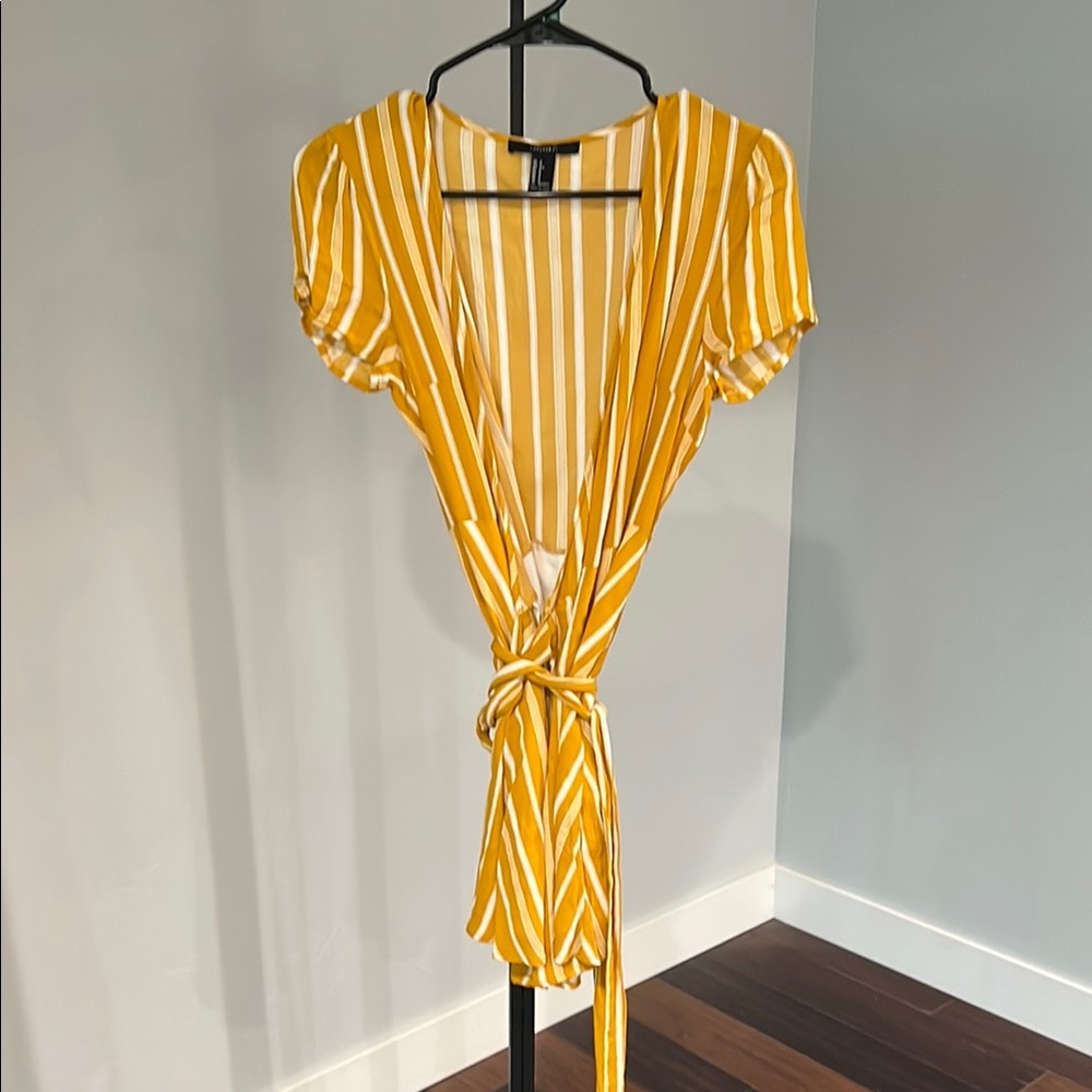 Forever 21 Mustard and White Striped Dress